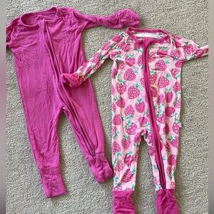 LITTLE SLEEPIES STRAWBERRY AND PINK ZIPPIES - 0-3 mo